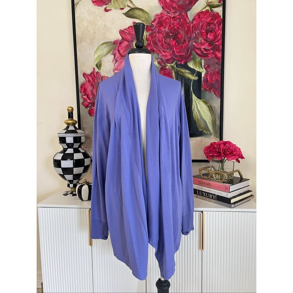 Athleta Women's Pranayama Restore Open Front Wrap Sweatshirt Purple Medium